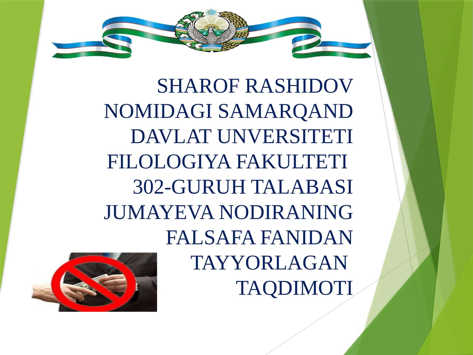 FALSAFA FANIDAN TAYYORLAGAN TAQDIMOTI 1