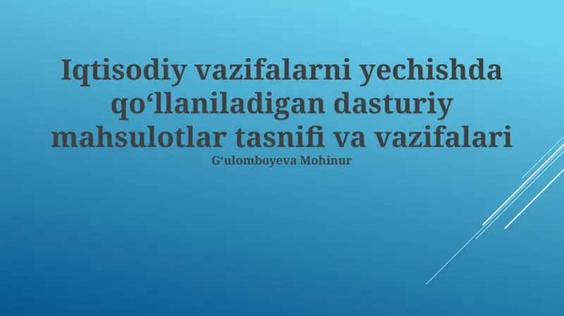 Operatsiyalarni tadqiq qilish va optimallashtirish dasturlari 1