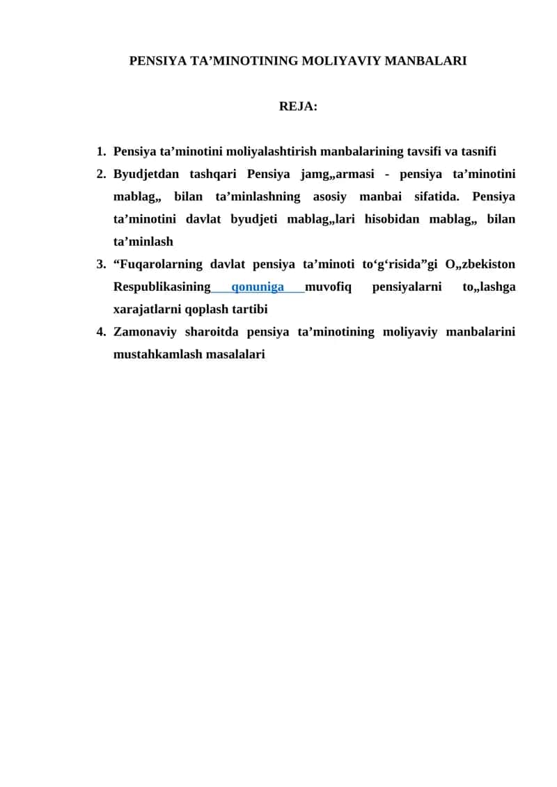 Pensiya ta’minotini moliyalashtirish manbalari 1