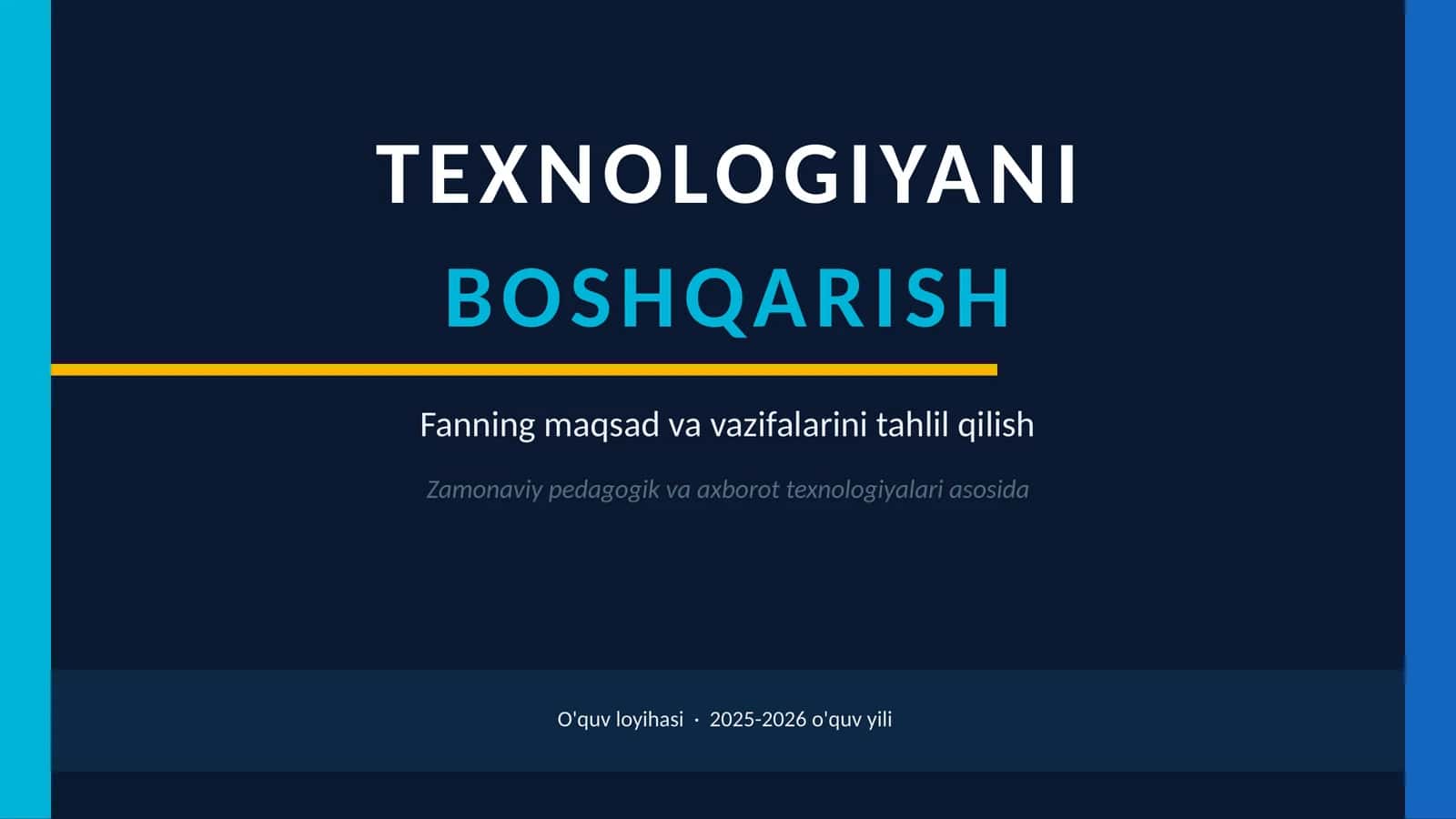 Fanning maqsad va vazifalarini tahlil qilish 1