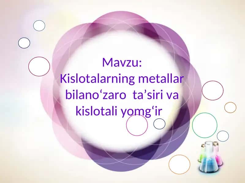 Kislotalarning metallar bilanoʻzaro taʼsiri va kislotali yomgʻir 1