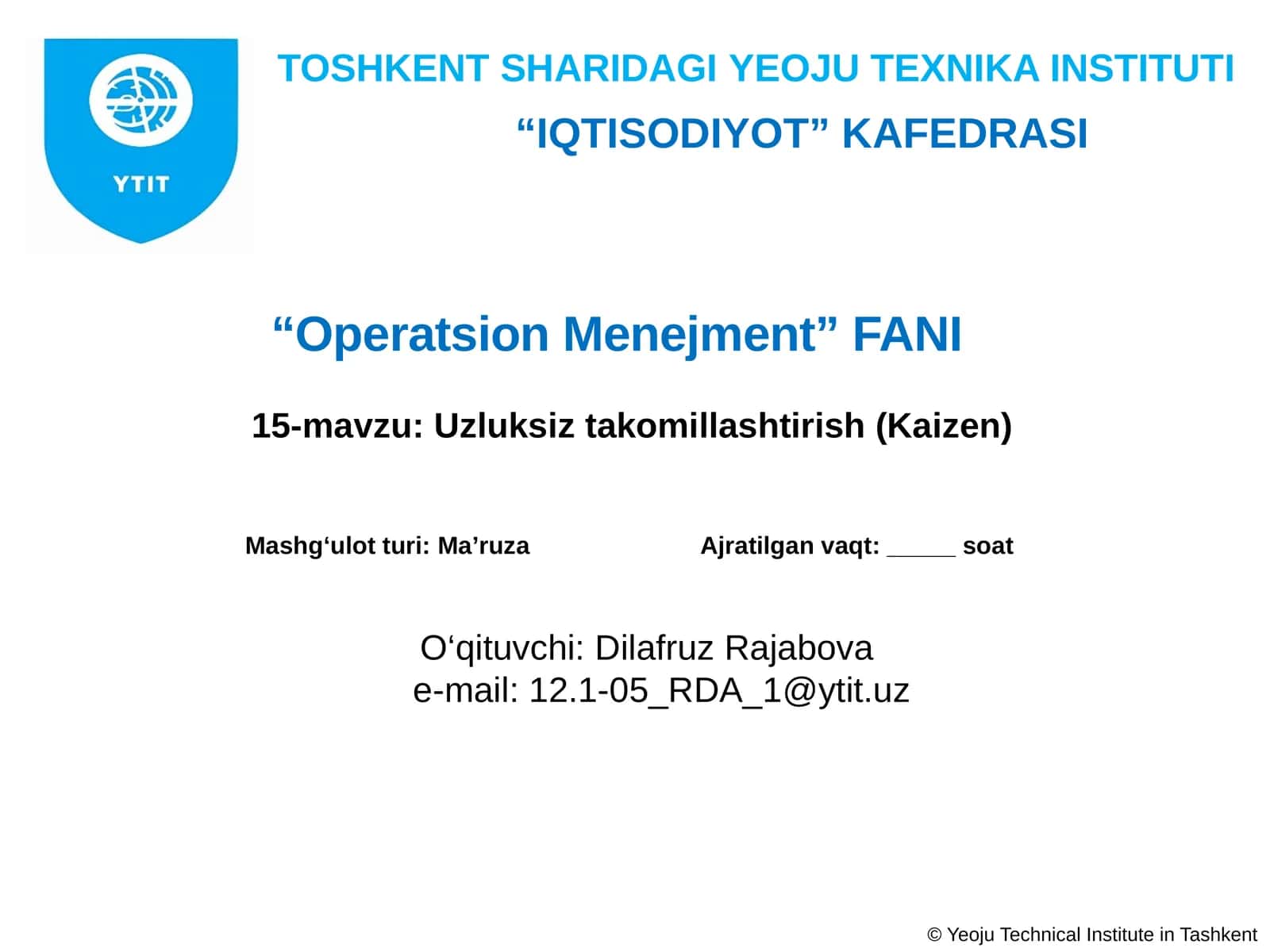 Uzluksiztakomillashtirish(Kaizen) 1