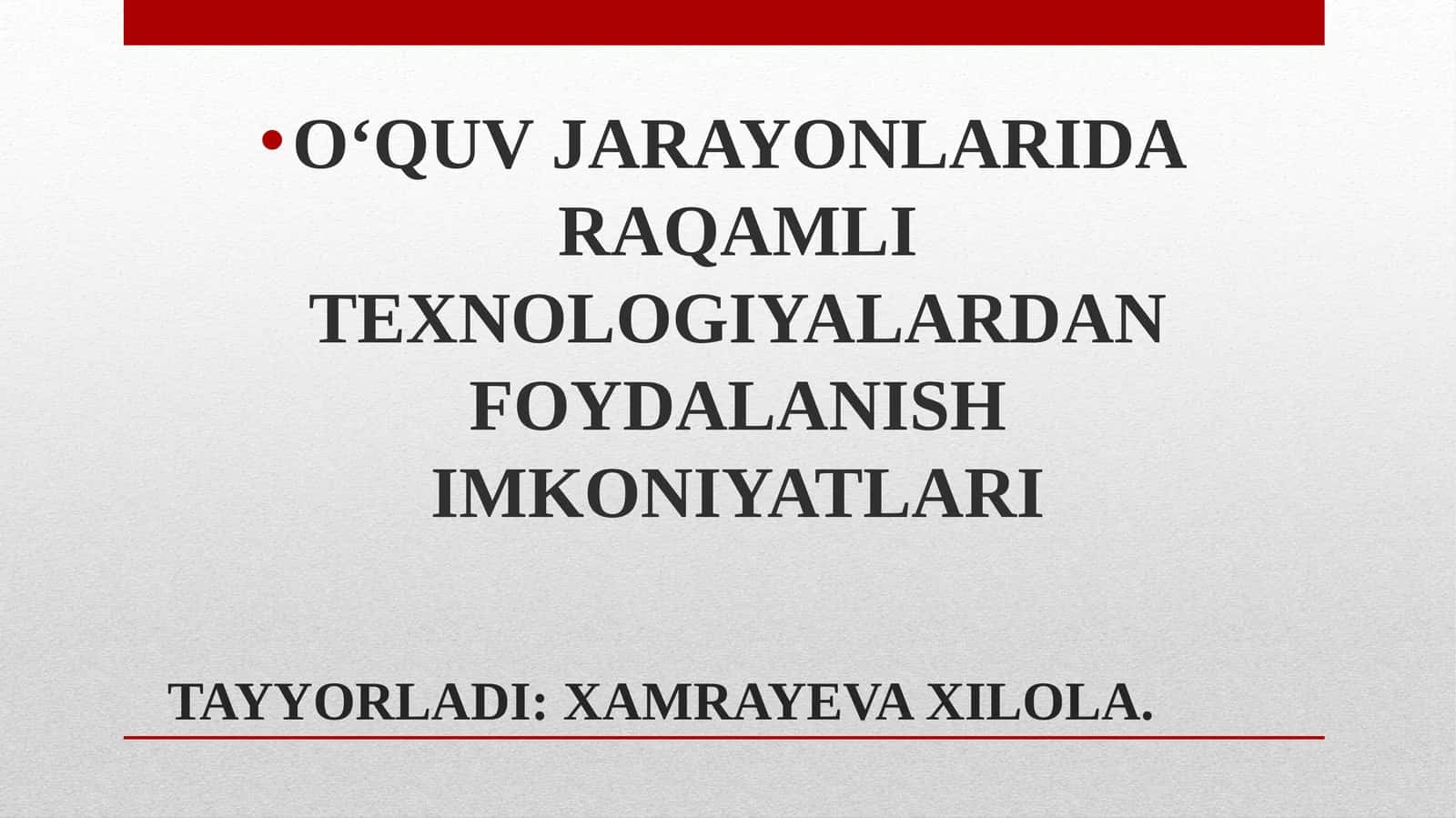 Raqamli texnologiyalar 1