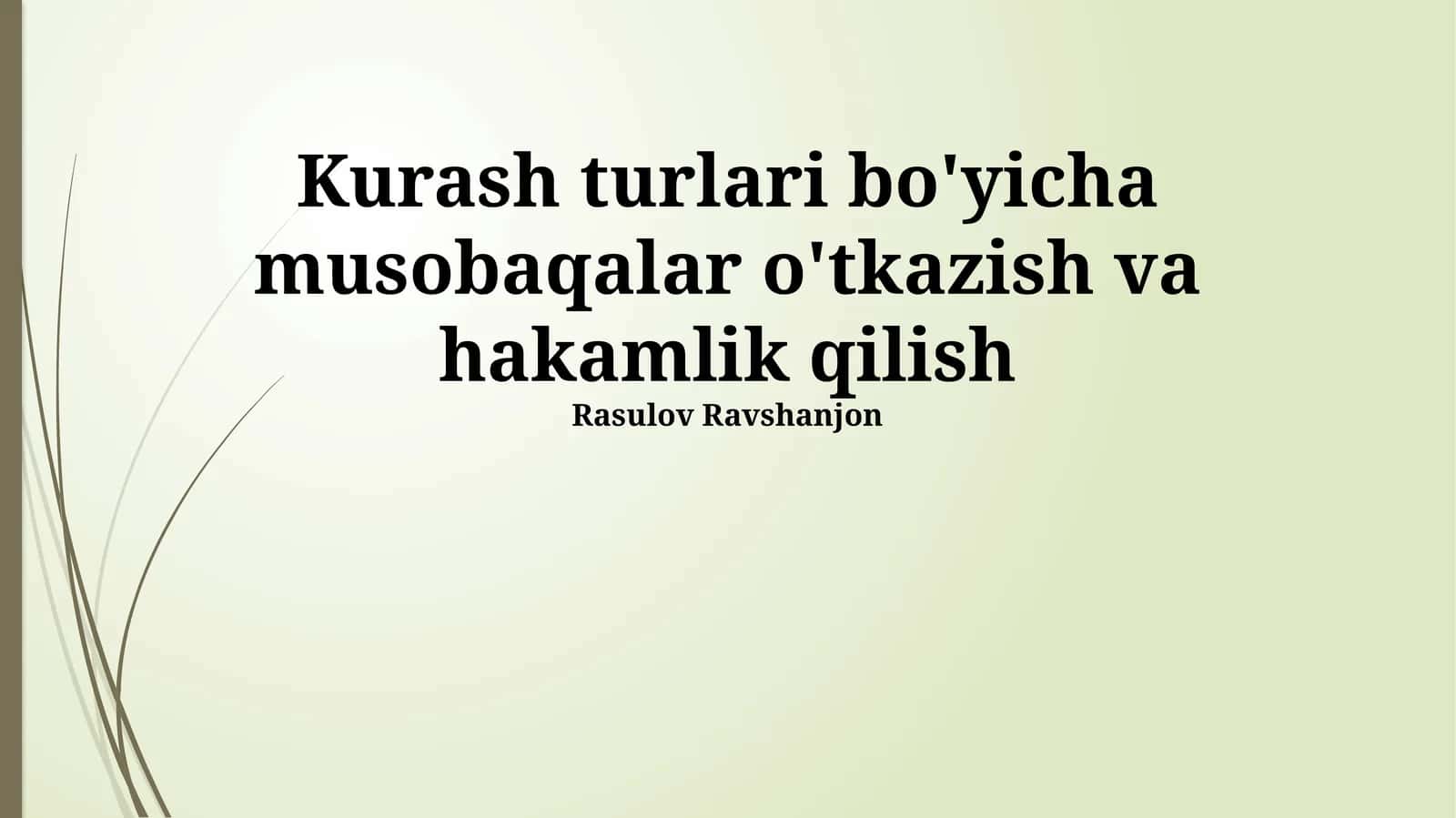 Kurash musobaqalarini tashkil etish 1