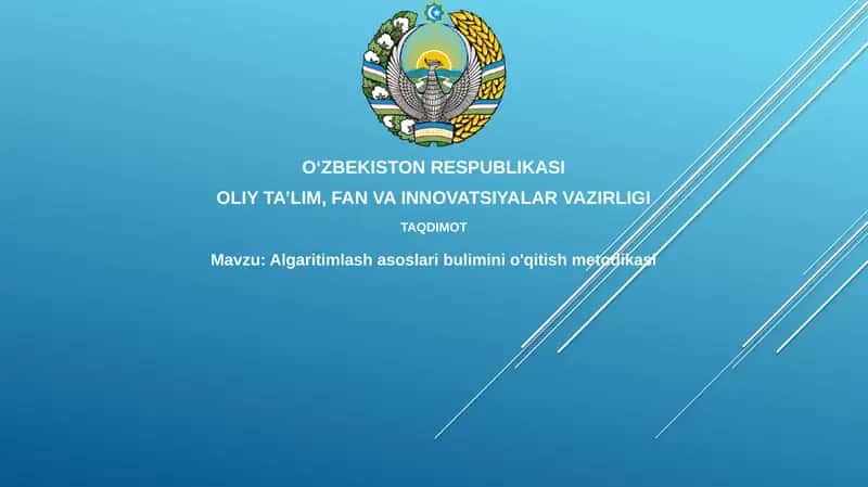Algaritimlash asoslari bulimini o'qitish metodikasi 1