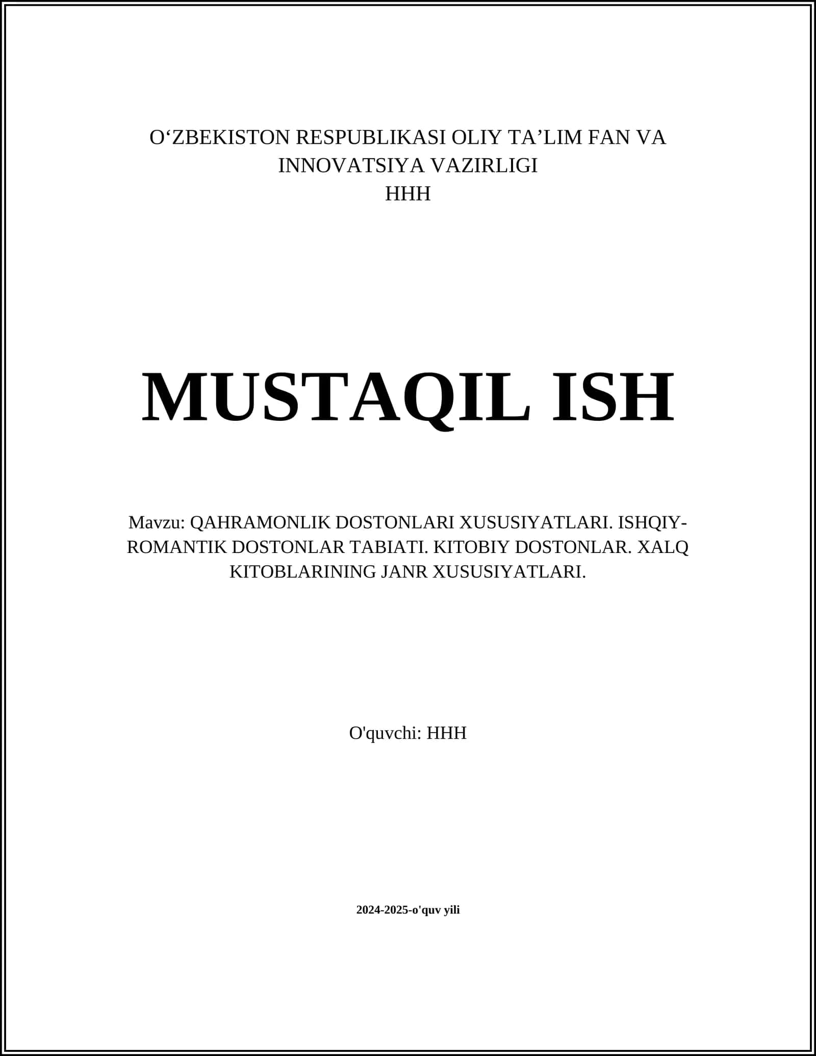 QAHRAMONLIK DOSTONLARI 1