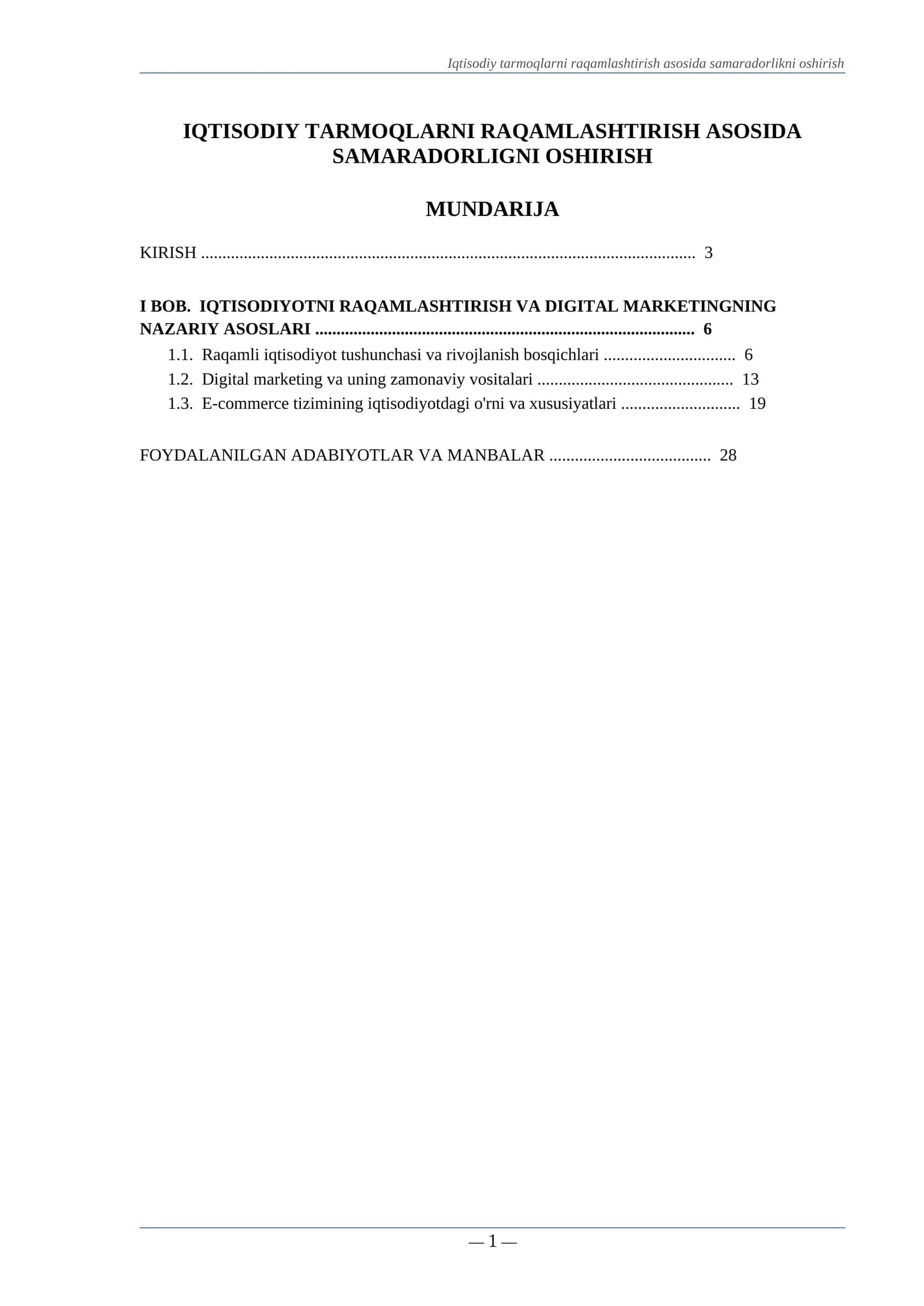 IQTISODIY TARMOQLARNI RAQAMLASHTIRISH ASOSIDA SAMARADORLIGNI OSHIRISH 1