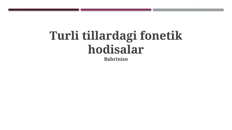 Unli va Undosh Tovushlarning O'zgarishi 1