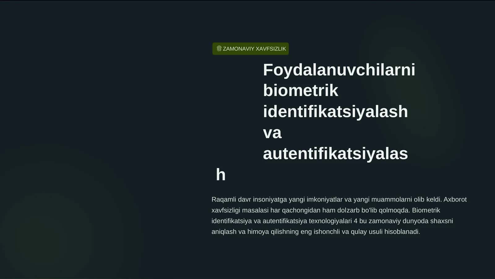 Biometrik Identifikatsiya va Autentifikatsiya 1
