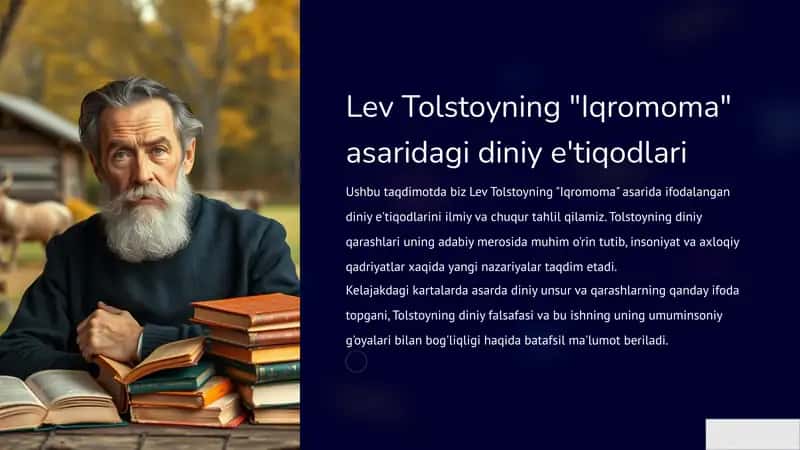 Lev Tolstoyning "Iqromoma" asaridagi diniy e'tiqodlari 1