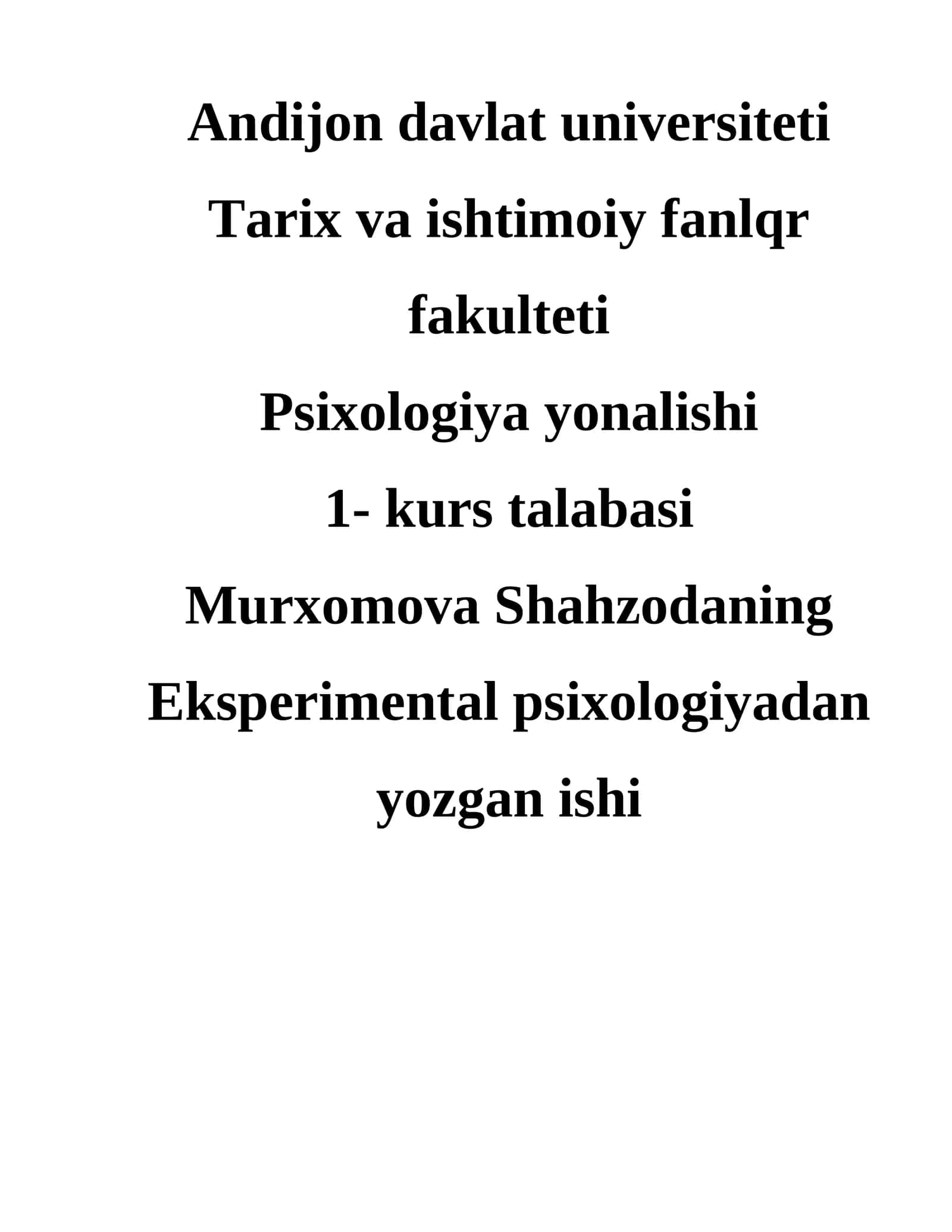 Eksperimental Psixologiyadan Yozgan Ishi 1