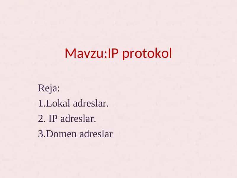 IP protokol 1