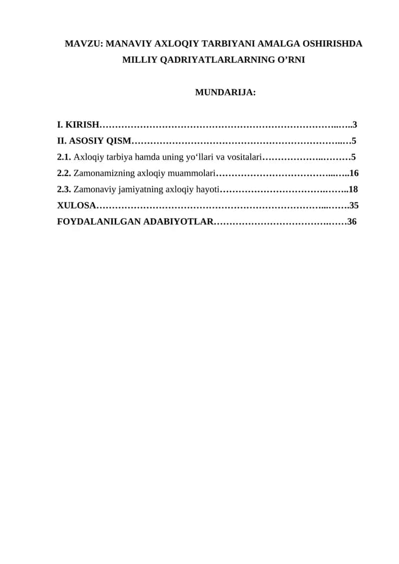 MANAVIY AXLOQIY TARBIYANI AMALGA OSHIRISHDA MILLIY QADRIYATLARLARNING OʼRNI 1