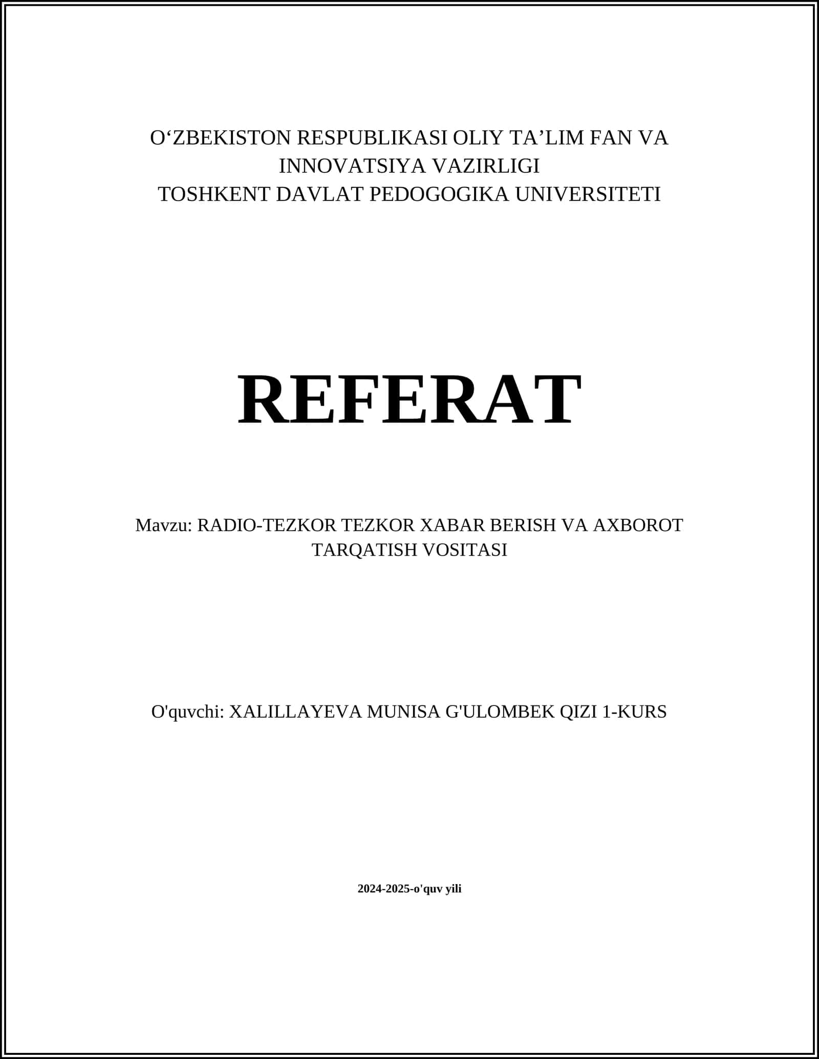 RADIO-TEZKOR TEZKOR XABAR BERISH VA AXBOROT TARQATISH VOSITASI 1