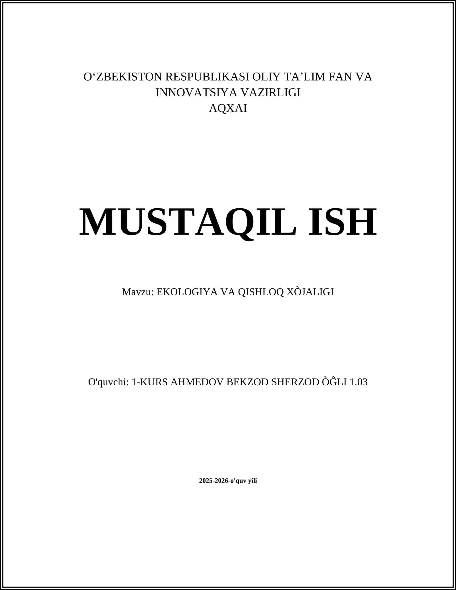 Ekologik barqaror qishloq xo'jaligi 1