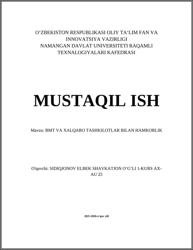 BMT VA XALQARO TASHKILOTLAR BILAN HAMKORLIK 1