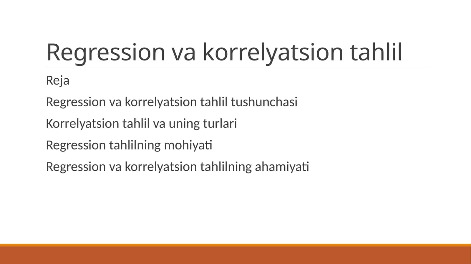 Regression va korrelyatsion tahlil 1