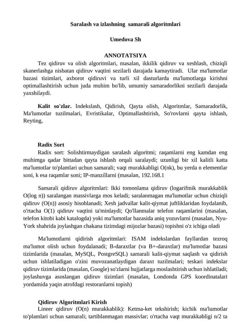 Saralash va izlashning samarali algoritmlari 1