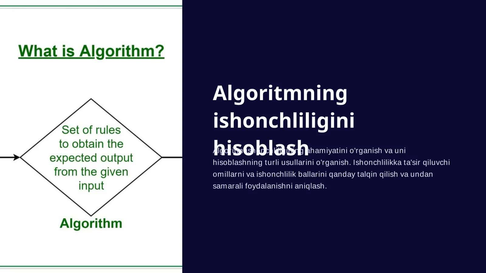 Algoritmning ishonchliligini hisoblash 1
