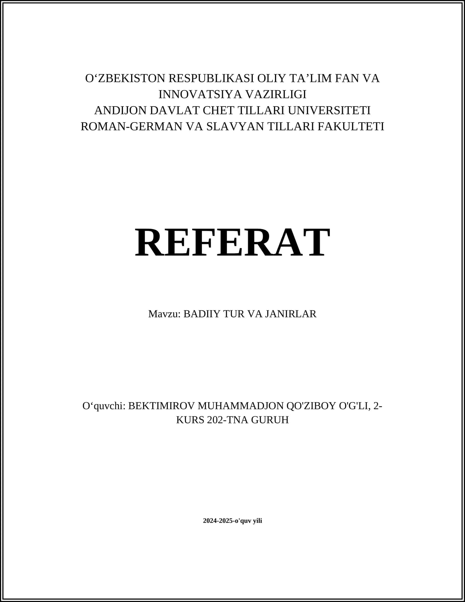 BADIIY TUR VA JANIRLAR 1