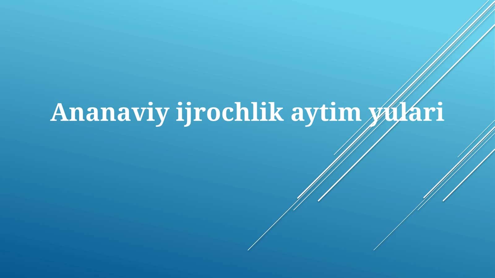 Teatr va drama an'analari 1