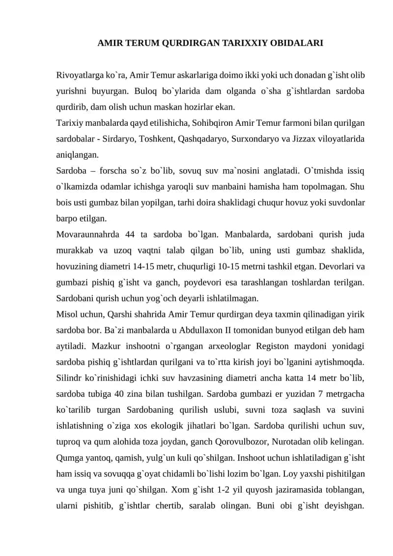AMIR TERUM QURDIRGAN TARIXXIY OBIDALARI 1
