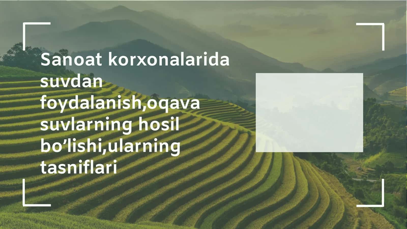 Sanoat korxonalarida suvdan foydalanish,oqava suvlarning hosil bo’lishi,ularning tasniflari 1