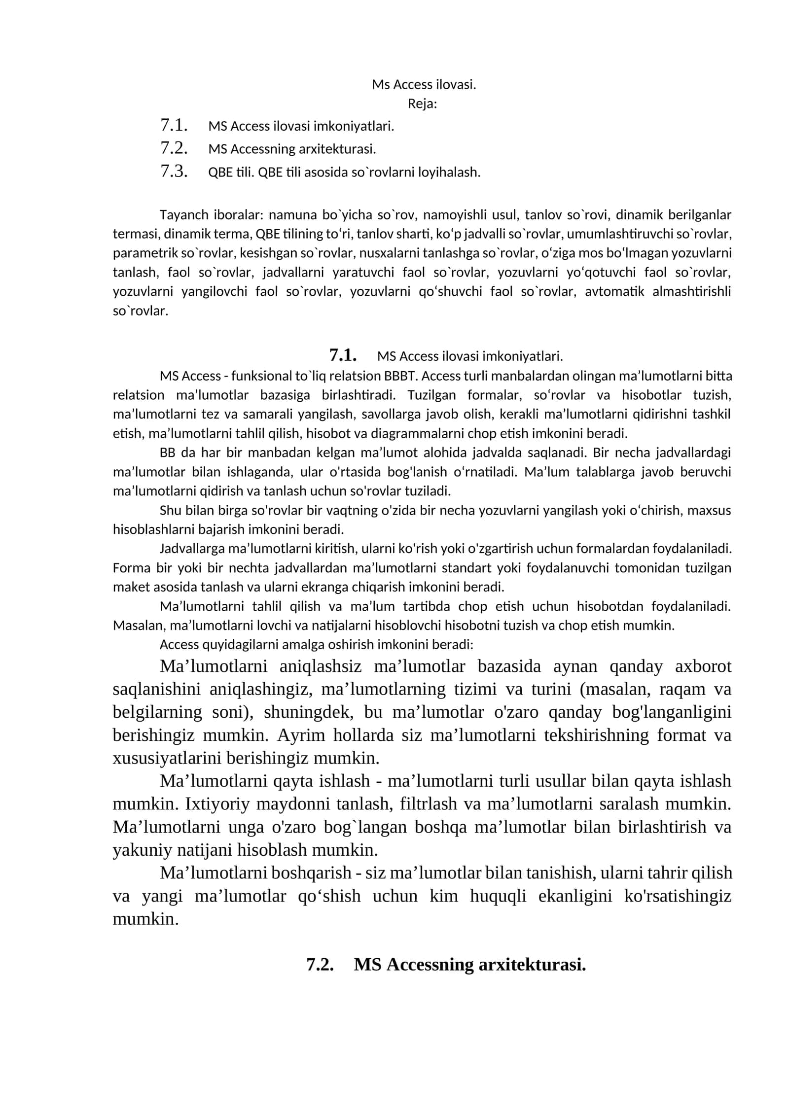 MS Access ilovasi 1