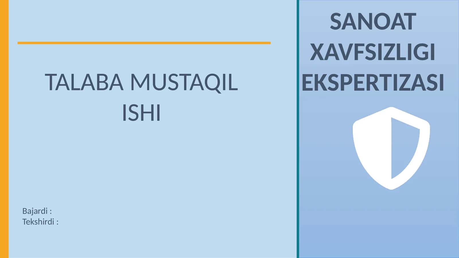 SANOAT XAVFSIZLIGI EKSPERTIZASI 1