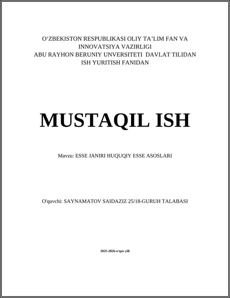 ESSE JANIRI HUQUQIY ESSE ASOSLARI 1