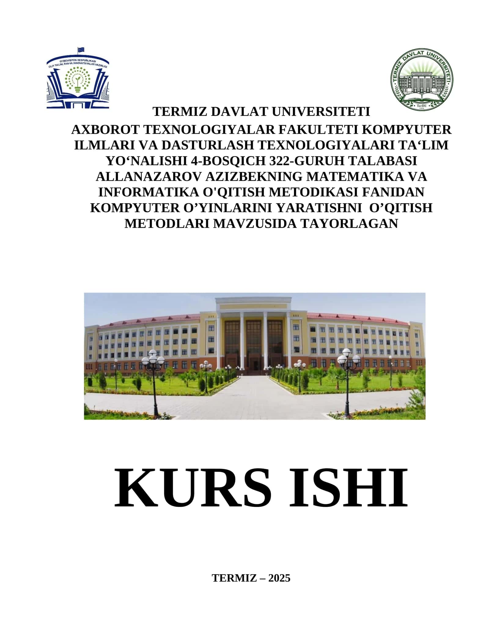 KOMPYUTER O’YINLARINI YARATISHNI O’QITISH METODLARI 1