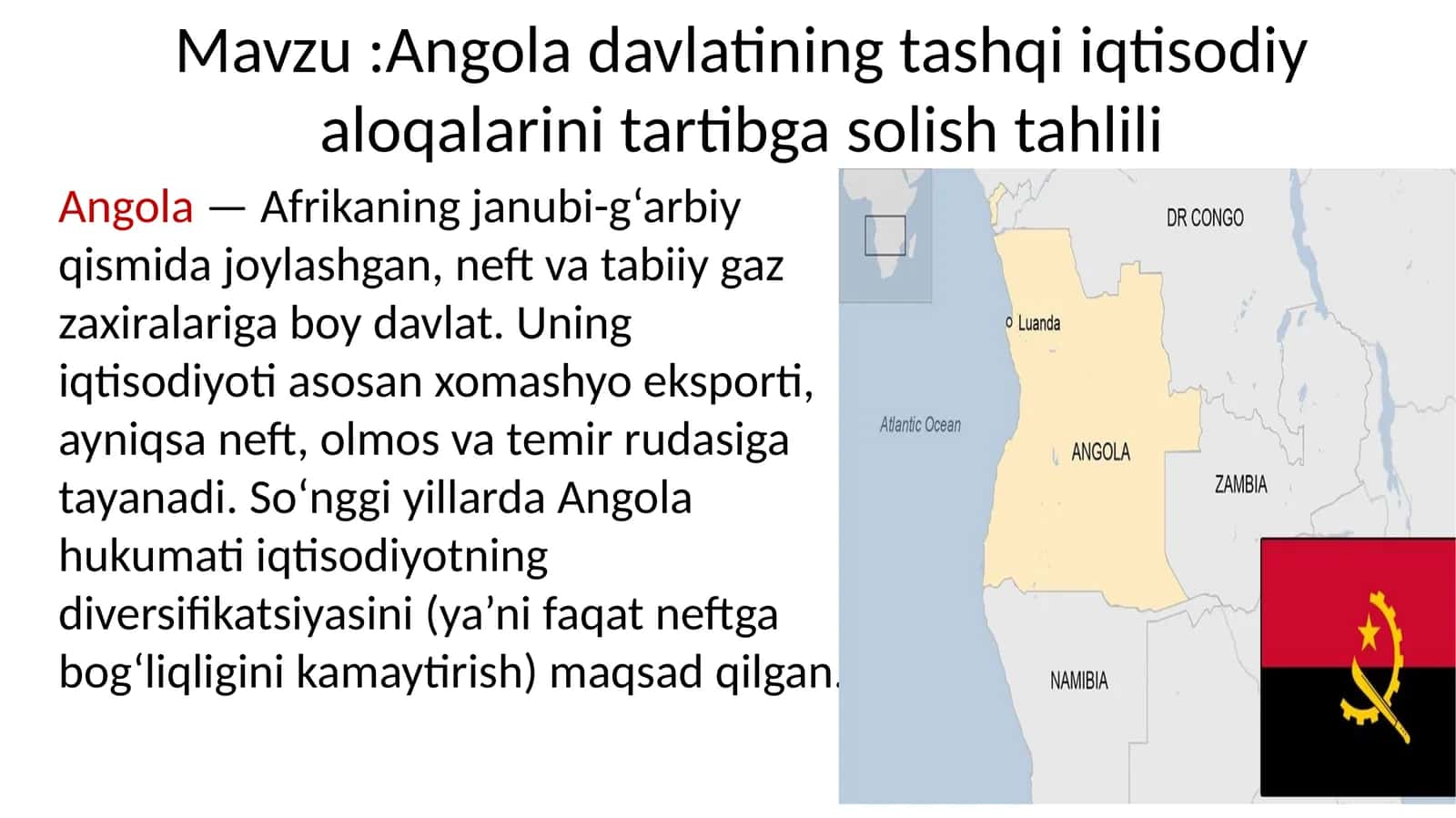 Angola davlatining tashqi iqtisodiy aloqalarini tartibga solish tahlili 1