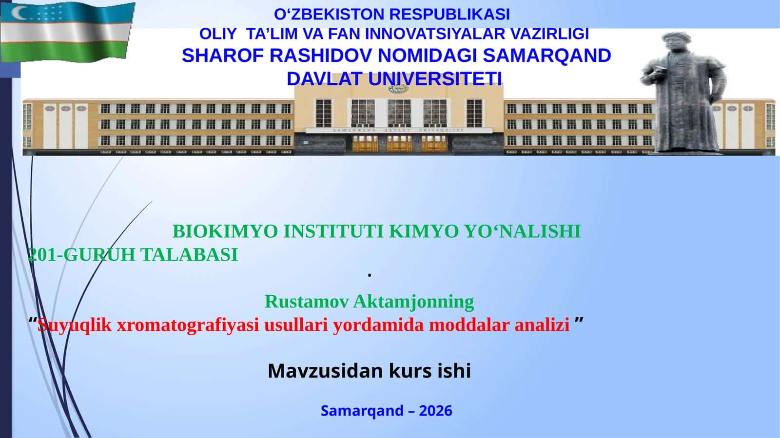 Suyuqlik xromatografiyasi usullari yordamida moddalar analizi 1