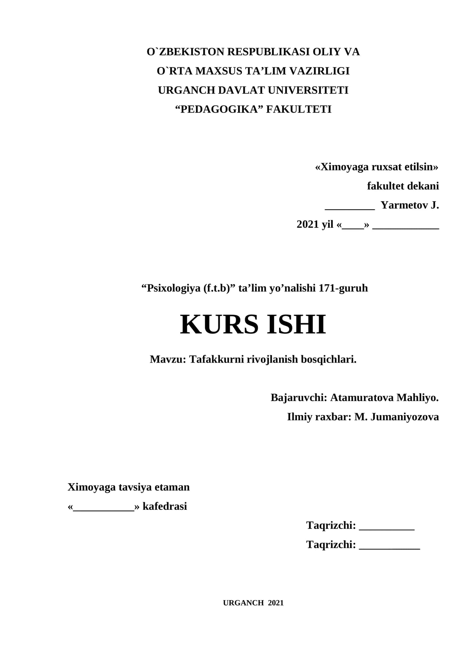 Tafakkurni rivojlanish bosqichlari 1