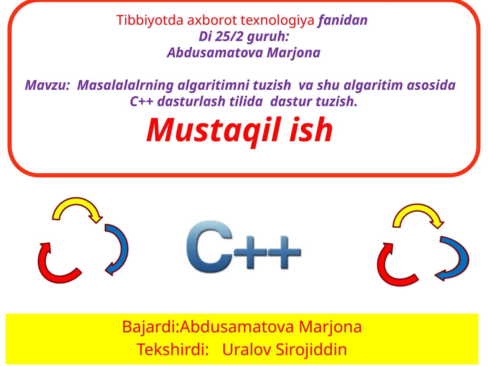 Tibbiyotda axborot texnologiya fanidan 1