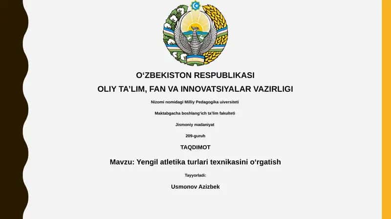 Yengil atletika turlari texnikasini oʻrgatish 1