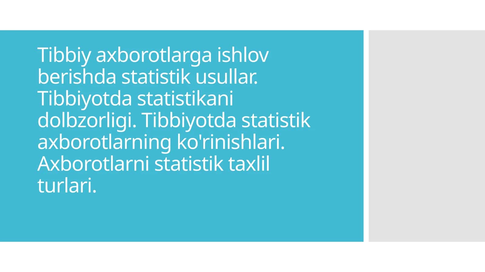 Tibbiy axborotlarga ishlov berish statistik usullar 1