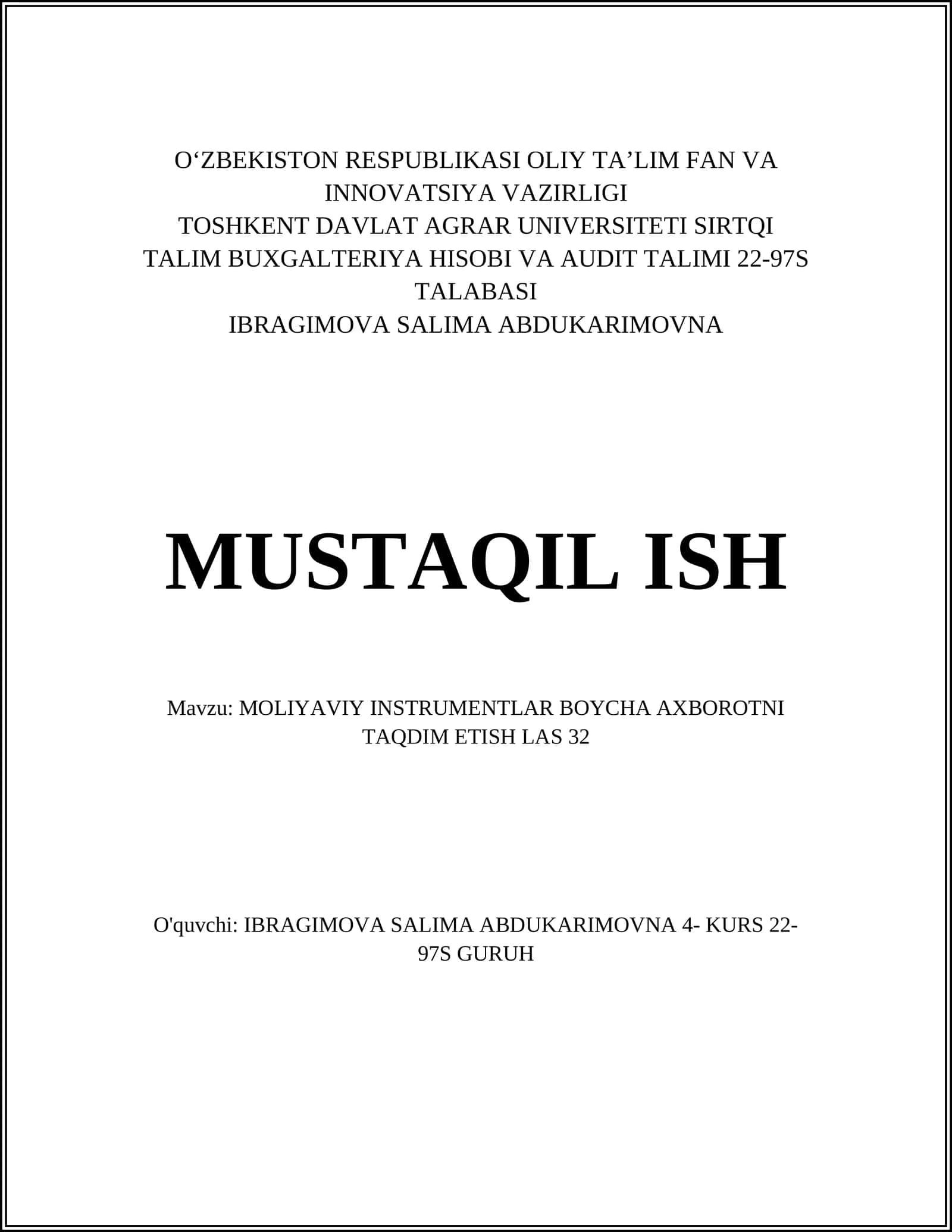 Moliyaviy Instrumentlar 1