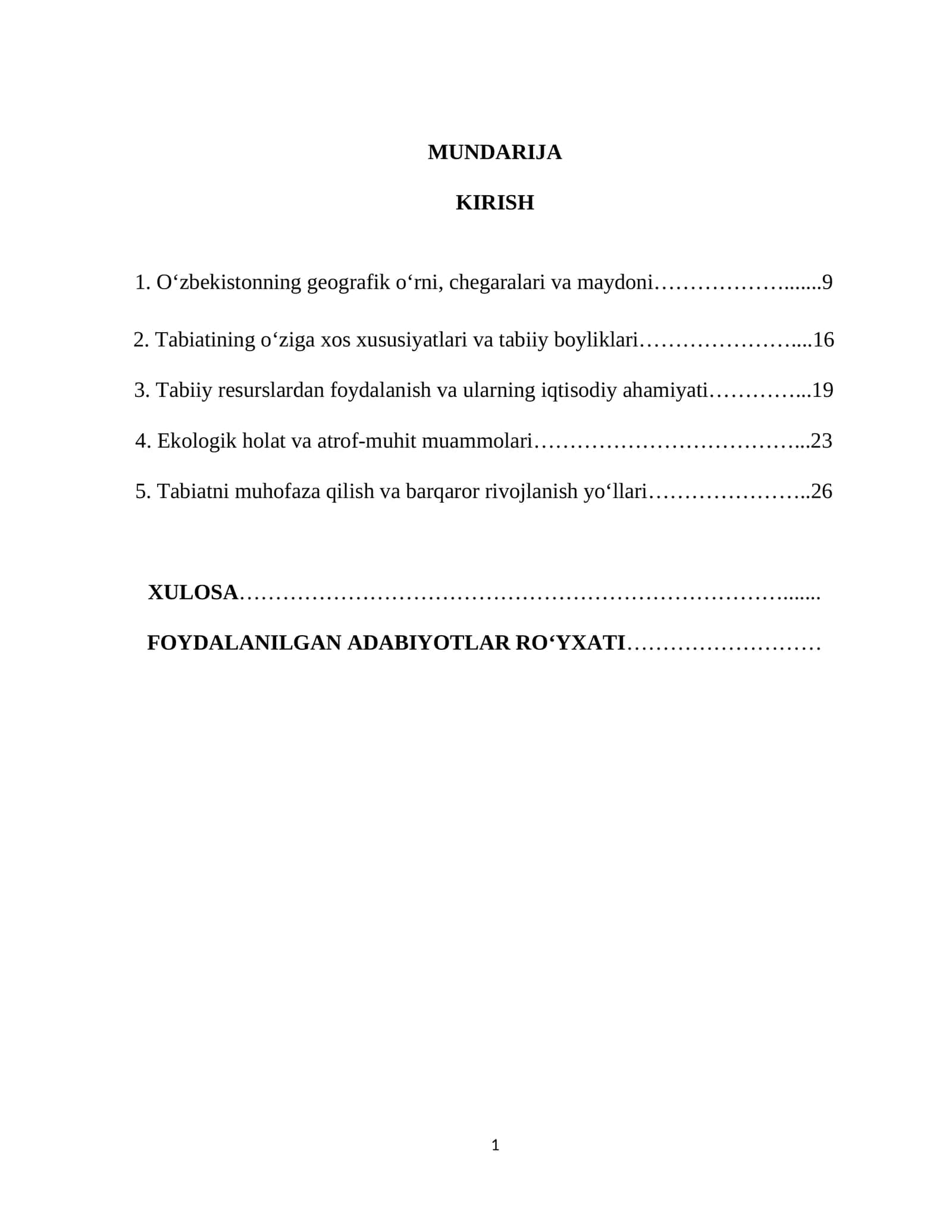 O‘zbekistonning geografik o‘rni chegarasi, maydoni 1