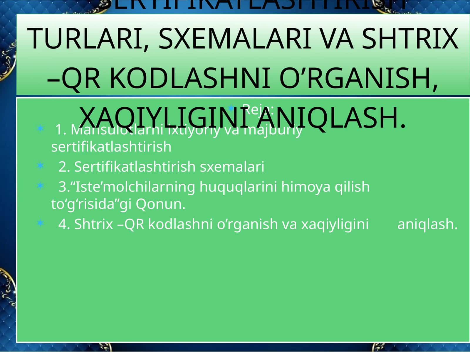 Sertifikatlashtirish Turu 1