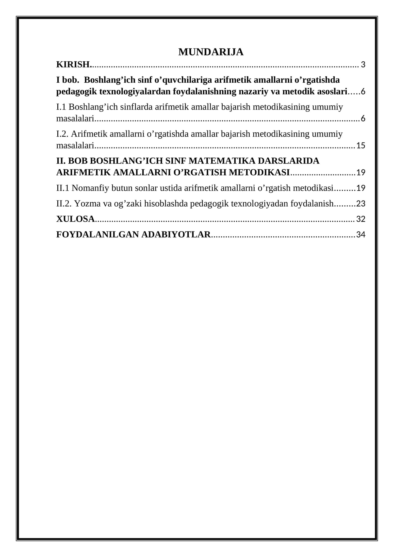 BOSHLANG’ICH SINF MATEMATIKA DARSLARIDA ARIFMETIK AMALLARNI O’RGATISH METODIKASI 1