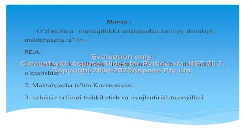 O’zbekiston Mustaqillikka Erishgandan Keyingi Davrdagi Maktabgacha Ta’lim 1