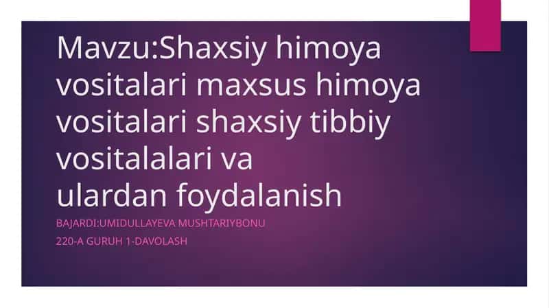 Shaxsiy himoya vositalari 1