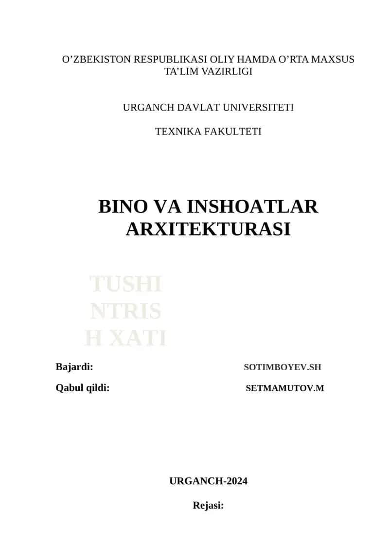 BINO VA INSHOATLAR ARXITEKTURASI 1