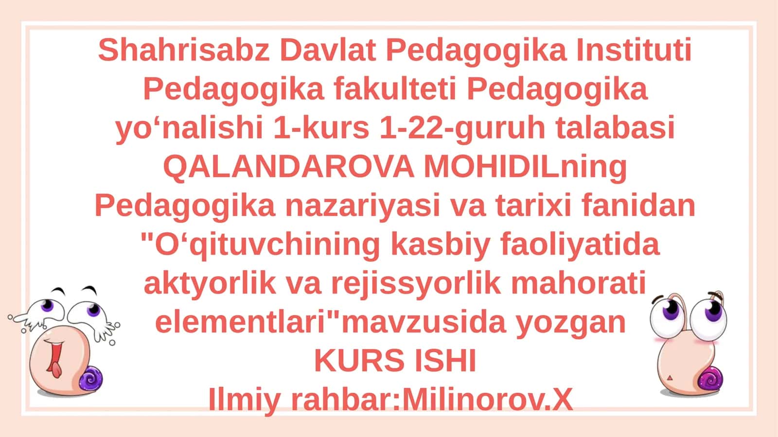 Oʻqituvchining kasbiy faoliyatida aktyorlik va rejissyorlik mahorati elementlari 1
