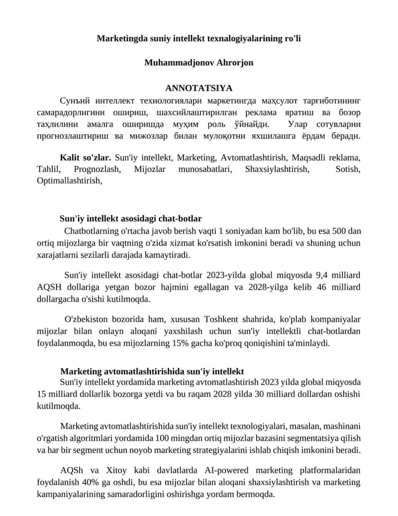 Sun'iy intellekt texnologiyalarining ro'li 1