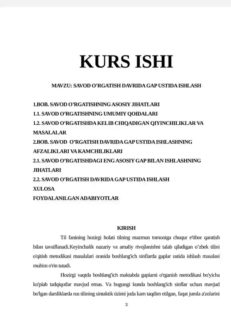 SAVOD O’RGATISH DAVRIDA GAP USTIDA ISHLASH