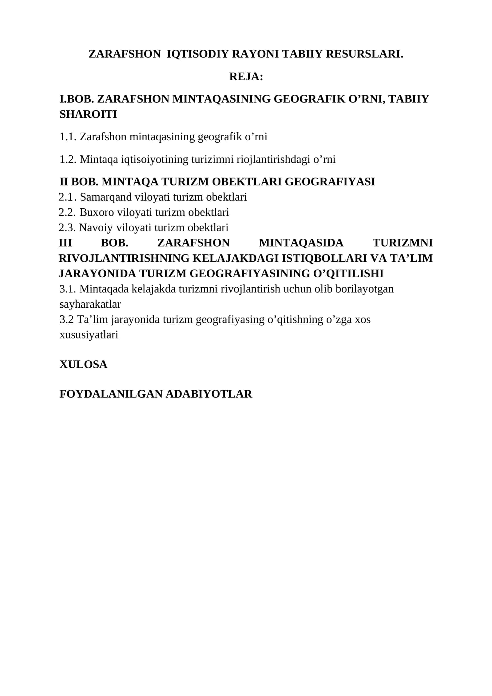 ZARAFSHON IQTISODIY RAYONI TABIIY RESURSLARI 1