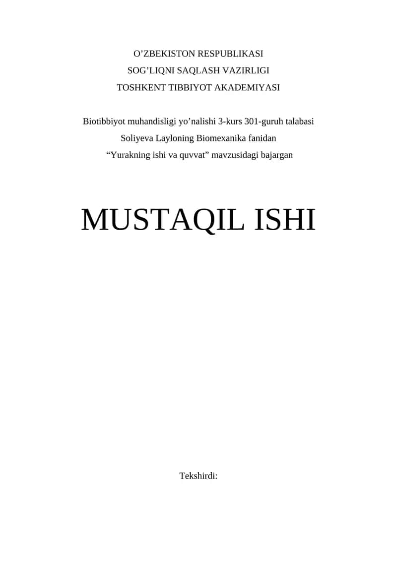 Yurakning ishi va quvvati 1