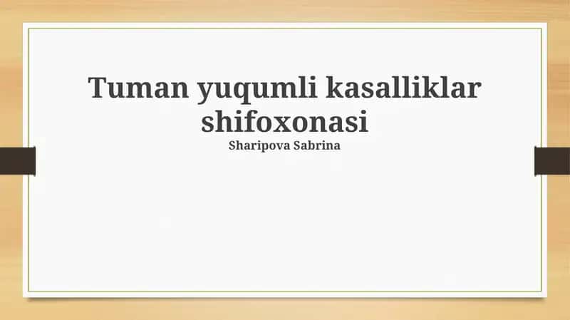 Tuman yuqumli kasalliklar shifoxonasi 1